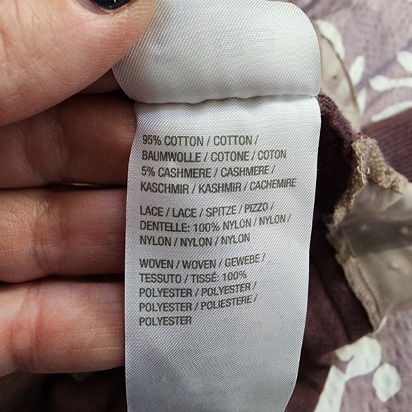 Logo women's mauve cardigan sweater with ruffle lace hem size extra large XL - Picture 8 of 13